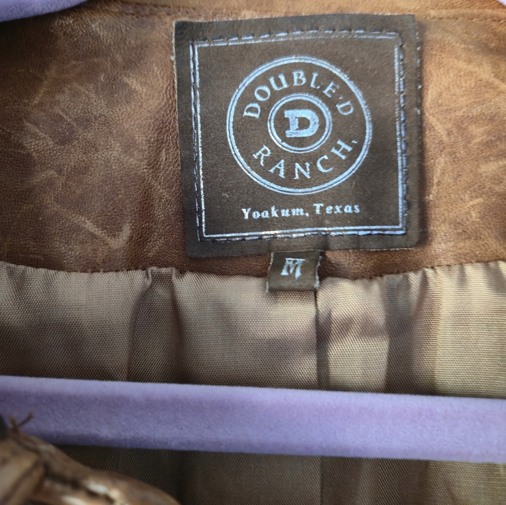 Double D Ranch Yoakum Texas Tan Leather Jacket with Fringe - Picture 4 of 5